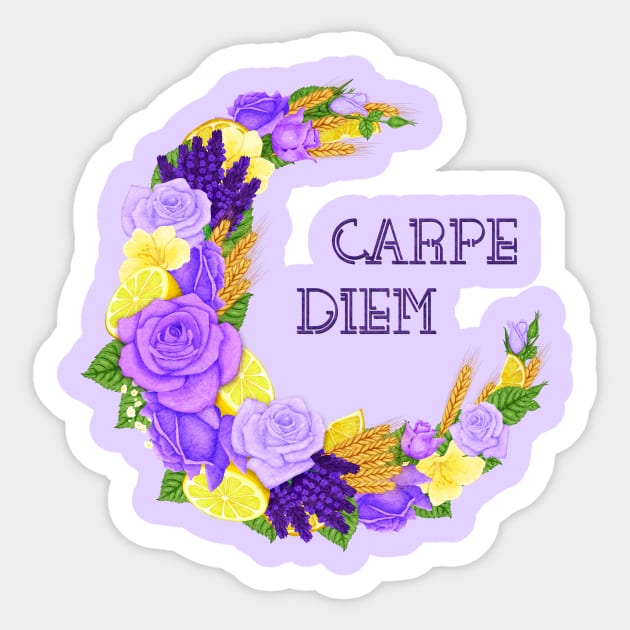 Full Bloom | Purple Carpe Diem Sticker by hisameartwork